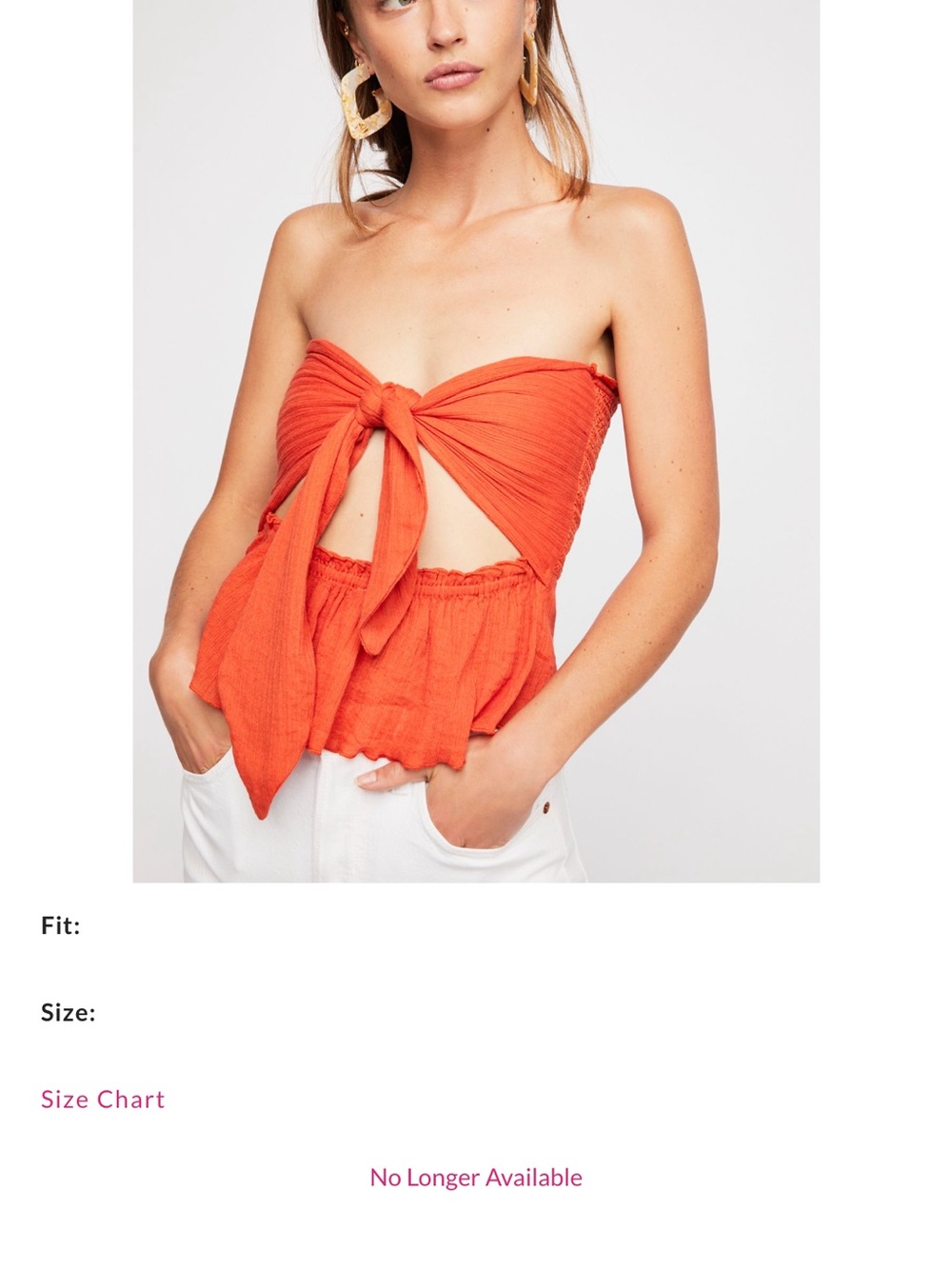 Tie-Front Strapless BLUSH Peplum Top- Carmen Bandeau